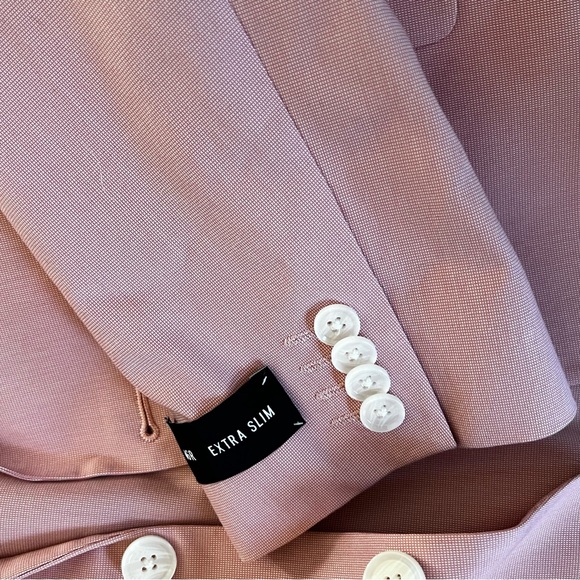 EXPRESS MEN’S BLAZER PINK COTTON BLEND STRETCH SUIT JACKET BLAZER SIZE 46R - Picture 3 of 11